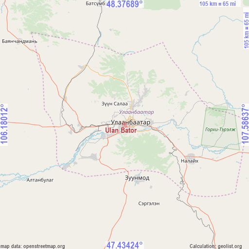 Ulan Bator on map