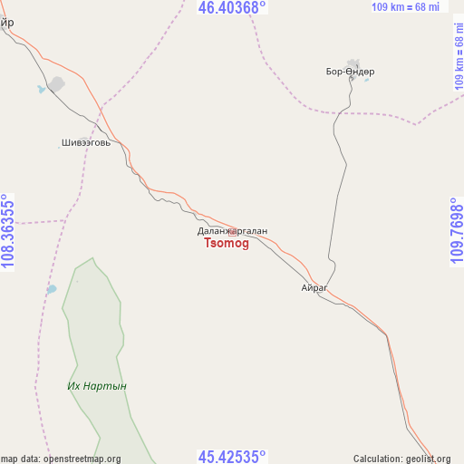 Tsomog on map