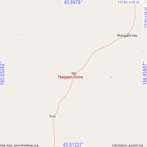 Tsagaan-Ovoo on map