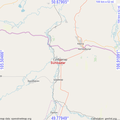 Sühbaatar on map