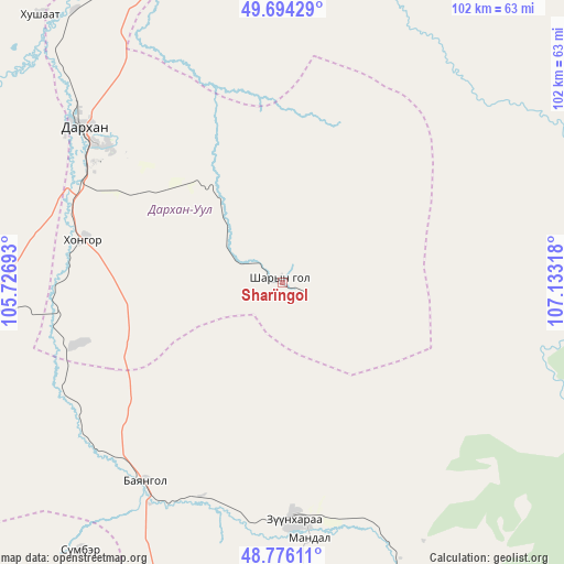 Sharïngol on map