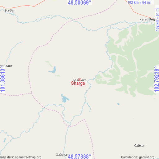 Sharga on map