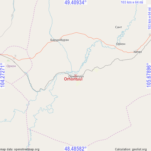 Orhontuul on map