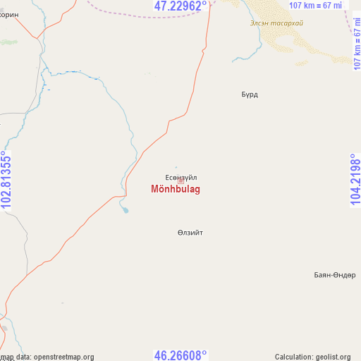 Mönhbulag on map