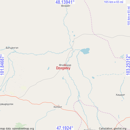 Dzegstey on map