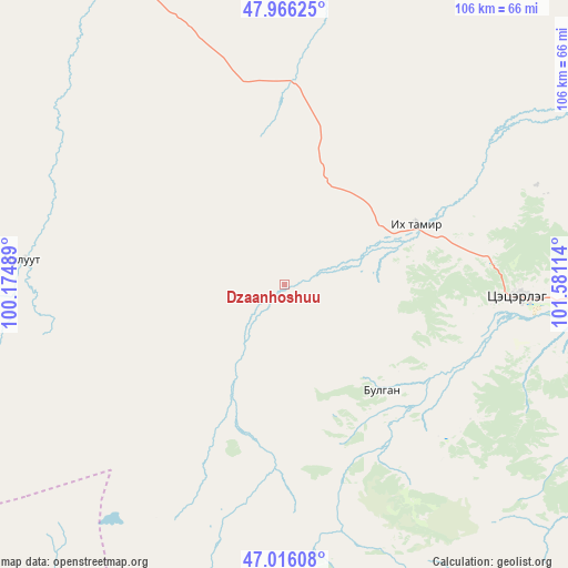 Dzaanhoshuu on map