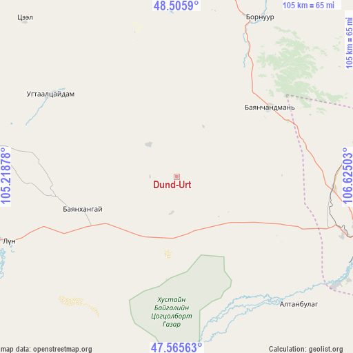 Dund-Urt on map