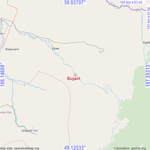 Bugant on map
