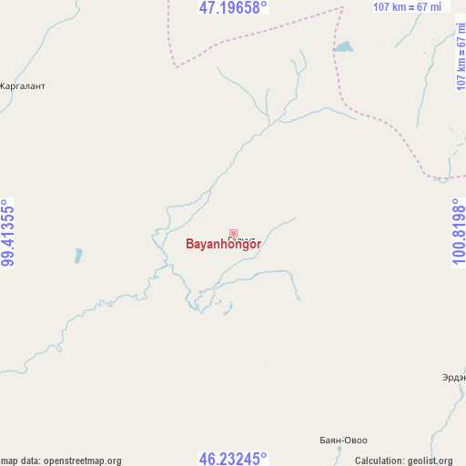 Bayanhongor on map