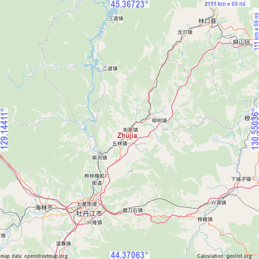 Zhujia on map