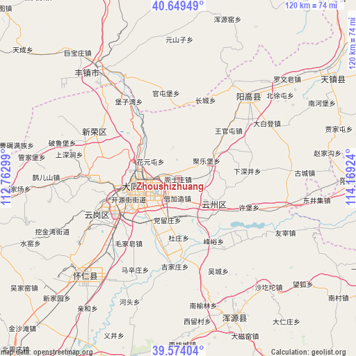 Zhoushizhuang on map