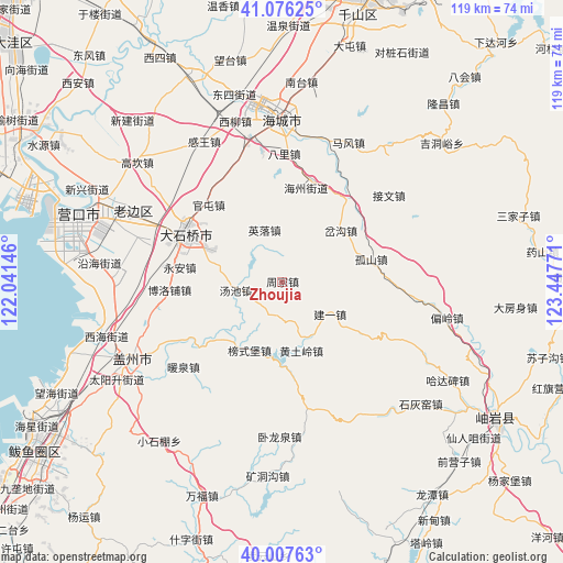 Zhoujia on map