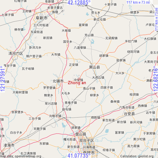 Zhong’an on map