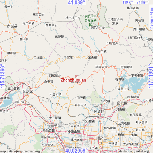 Zhenzhuquan on map