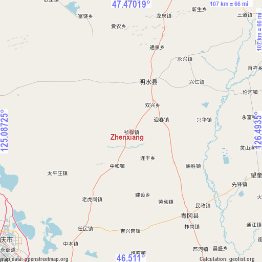 Zhenxiang on map