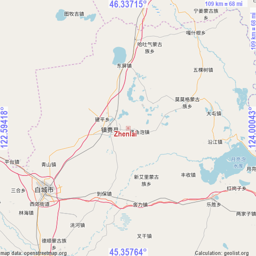 Zhenlai on map