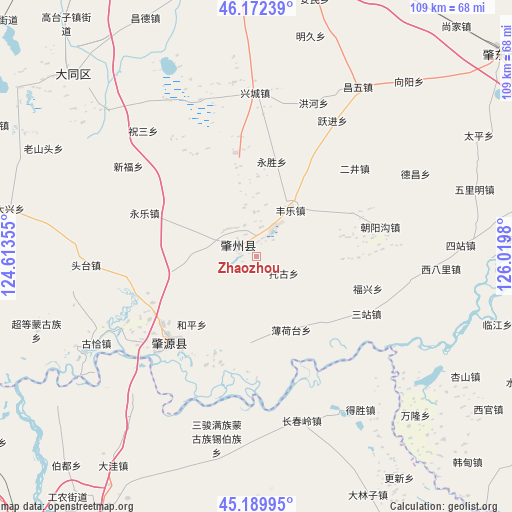 Zhaozhou on map