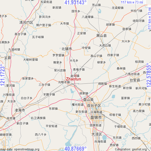 Zhaotun on map