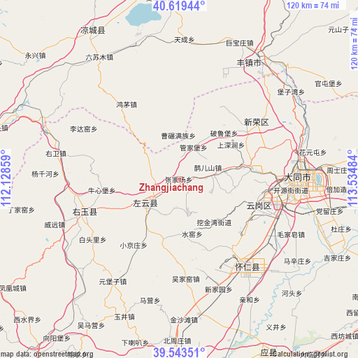 Zhangjiachang on map