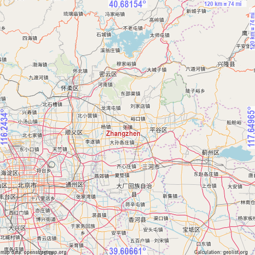 Zhangzhen on map