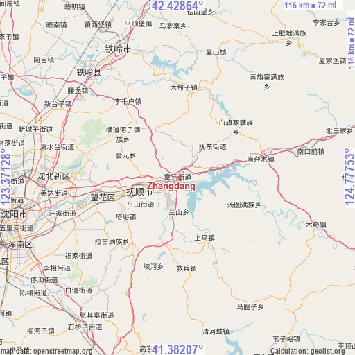 Zhangdang on map