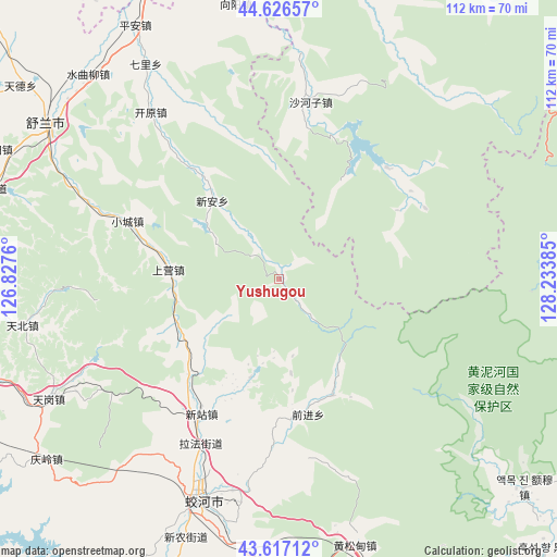Yushugou on map