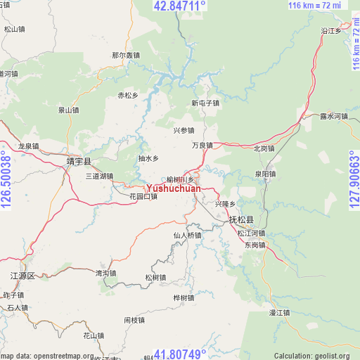 Yushuchuan on map