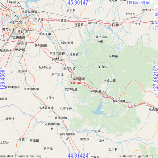 Yuquan on map