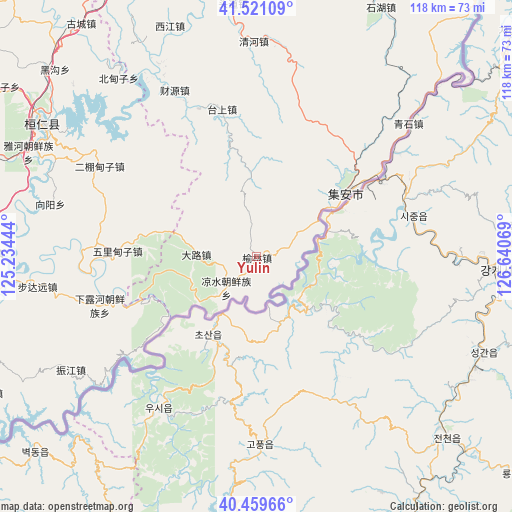 Yulin on map