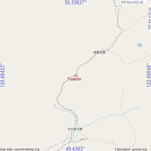 Yuanlin on map