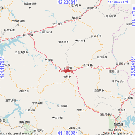 Yongling on map