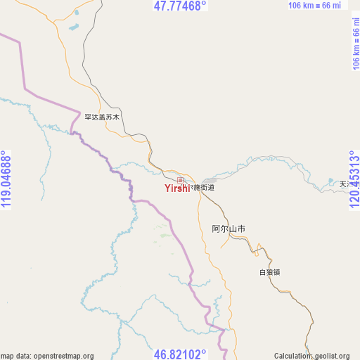 Yirshi on map