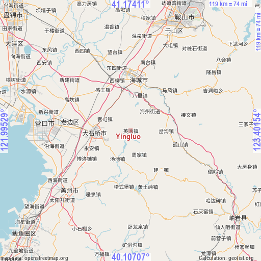 Yingluo on map