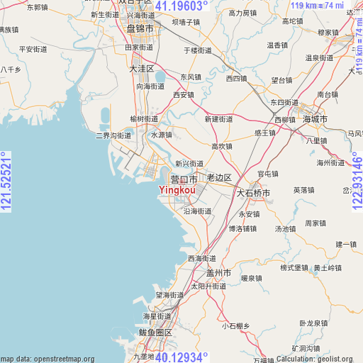 Yingkou on map