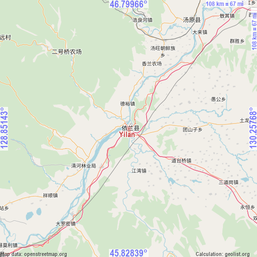 Yilan on map