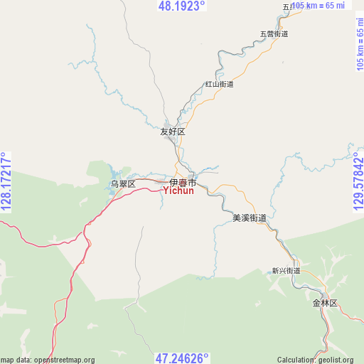 Yichun on map