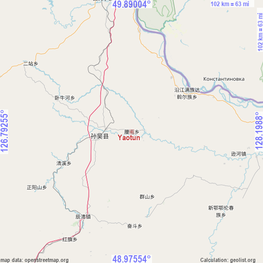 Yaotun on map