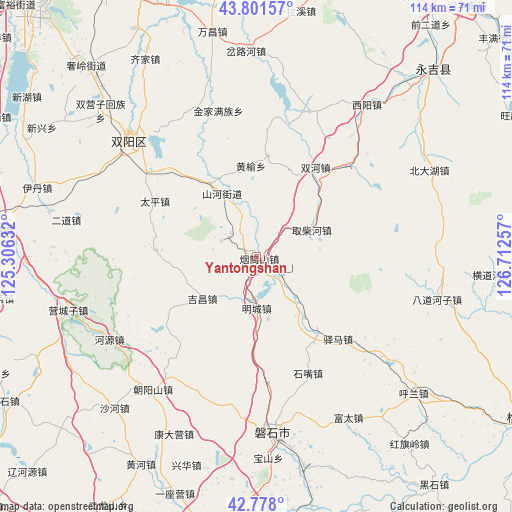 Yantongshan on map
