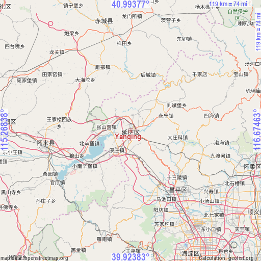 Yanqing on map