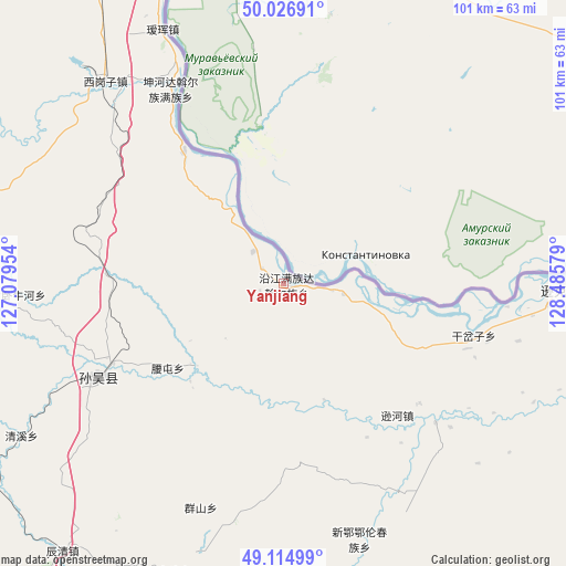 Yanjiang on map