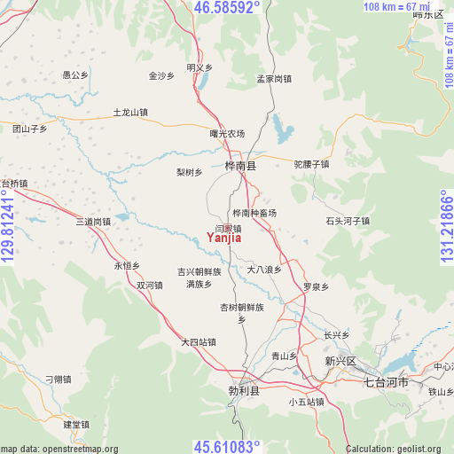 Yanjia on map