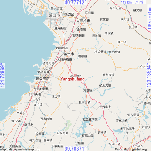 Yangshufang on map