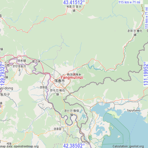 Yangmulinzi on map