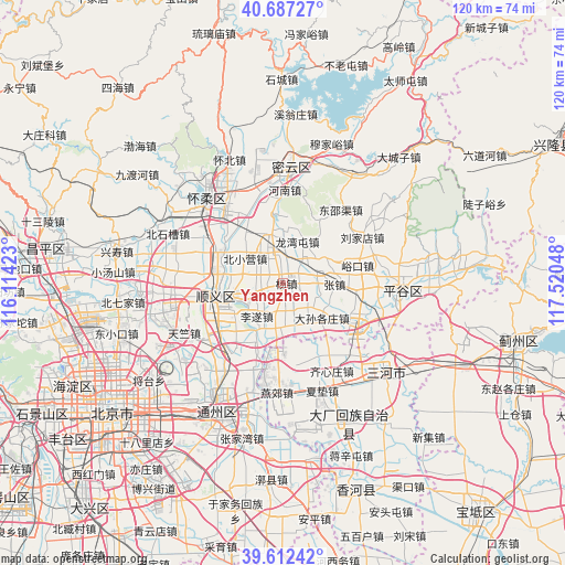 Yangzhen on map
