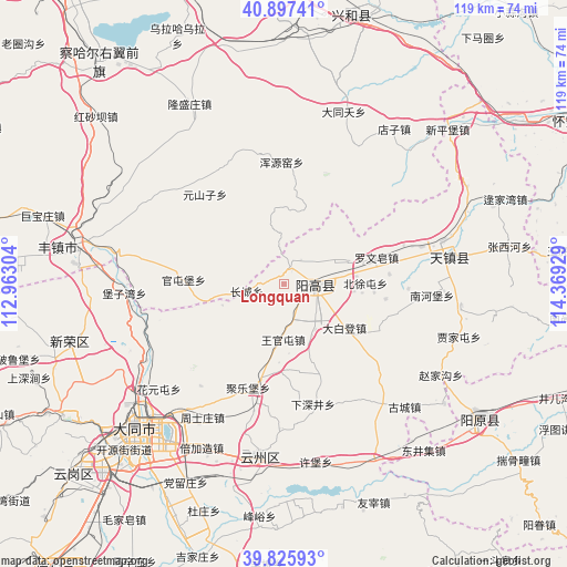 Longquan on map