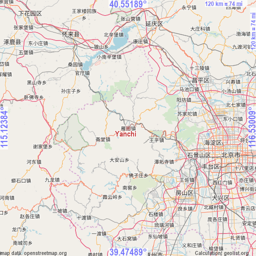 Yanchi on map