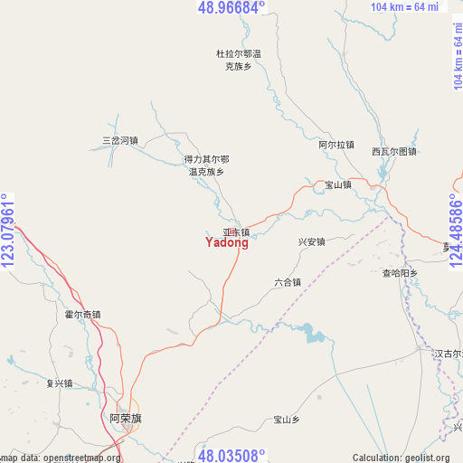 Yadong on map