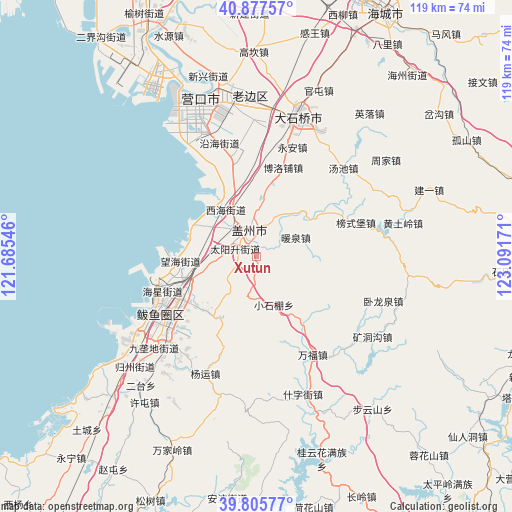 Xutun on map