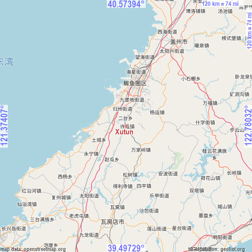 Xutun on map