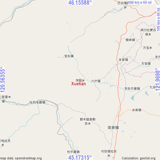 Xuetian on map